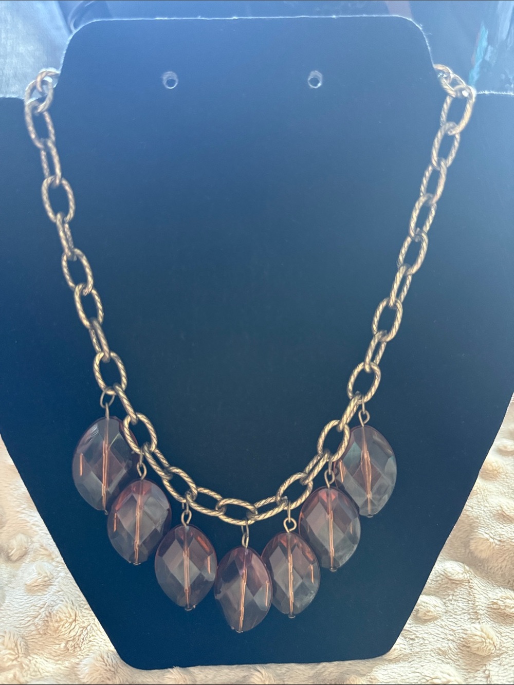 Gold Chain Statement Necklace with Amber Faceted Drops